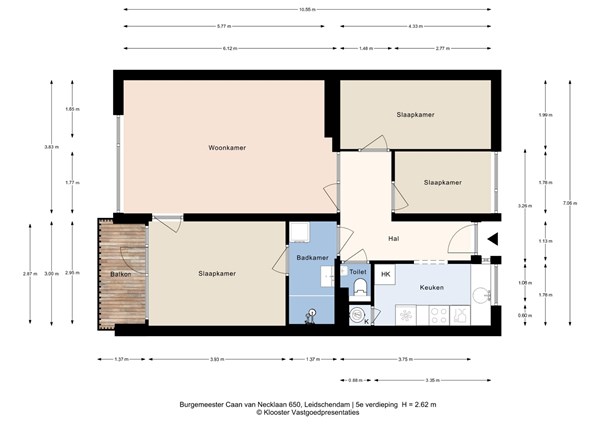 Plattegrond - Burgemeester Caan van Necklaan 650, 2262 HD Leidschendam - 5e Verdieping.jpg